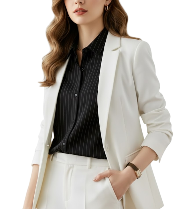 Timeless & Elegant Turn Down Collar Long Sleeve Stripped Satin Shirts for Women  - B13-TOP-99