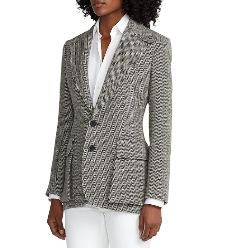 Timeless & Elegant Tweed Fabric Lapel Blazer - B4-BLZ-09