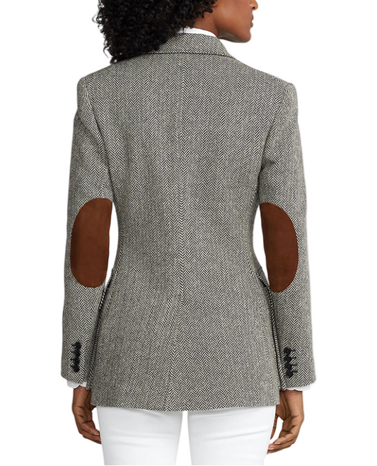 Timeless & Elegant Tweed Fabric Lapel Blazer - B4-BLZ-09