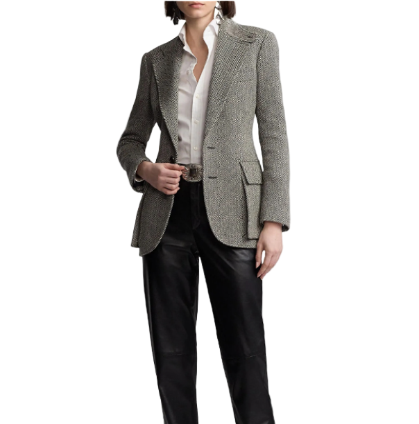 Timeless & Elegant Tweed Fabric Lapel Blazer - B4-BLZ-09