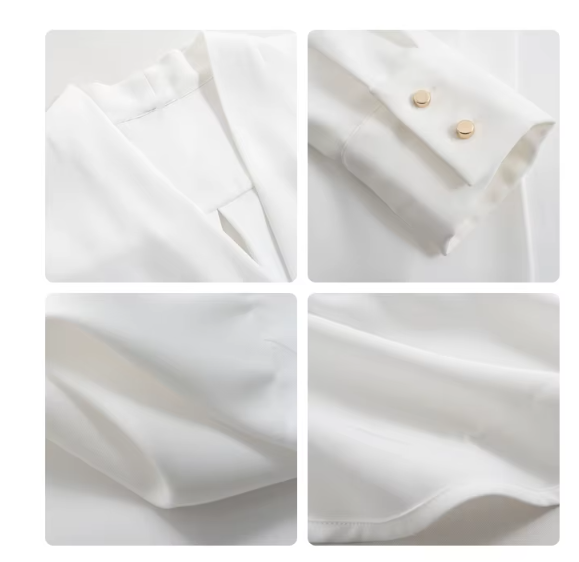 Timeless & Elegant V-Neck Pullover Chiffon Blouses for Women  - B13-TOP-339