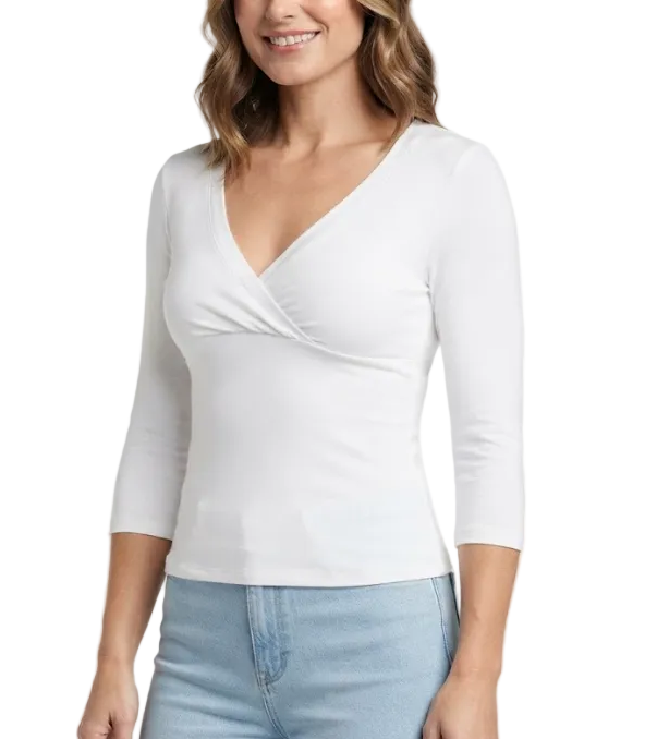 Timeless & Elegant V-neck 3/4 Sleeve Tops for Women - BP-B20 -TOP-36