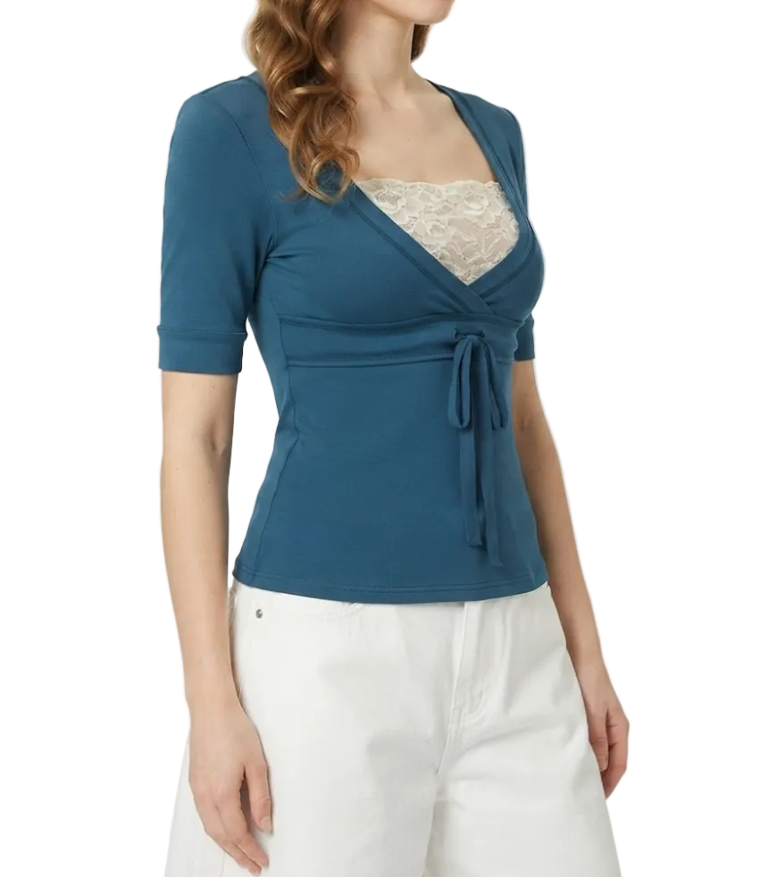 Timeless & Elegant V-neck Short Sleeve Slim-Fit Tops for Women - BP-B20 -TOP-143