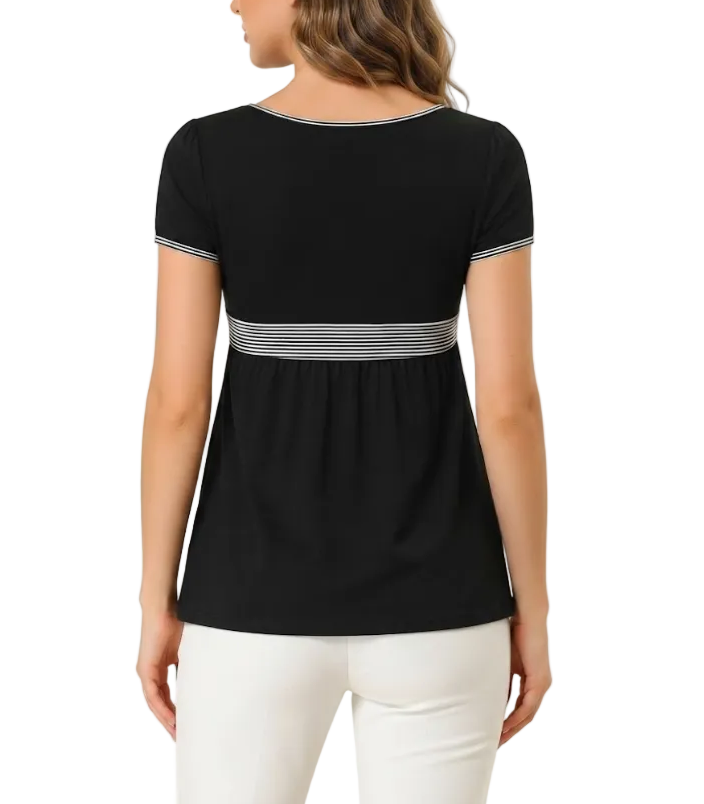 Timeless & Elegant V-neck Short Sleeve Slim-Waist Tops for Women - BP-B20 -TOP-148