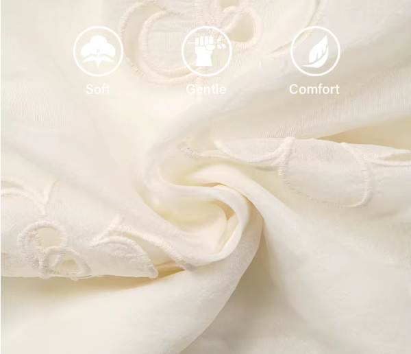 Timeless & Elegant White Color Puff Sleeve Embroidered a - Line Chiffon Dresses - B4-DRESS-B339