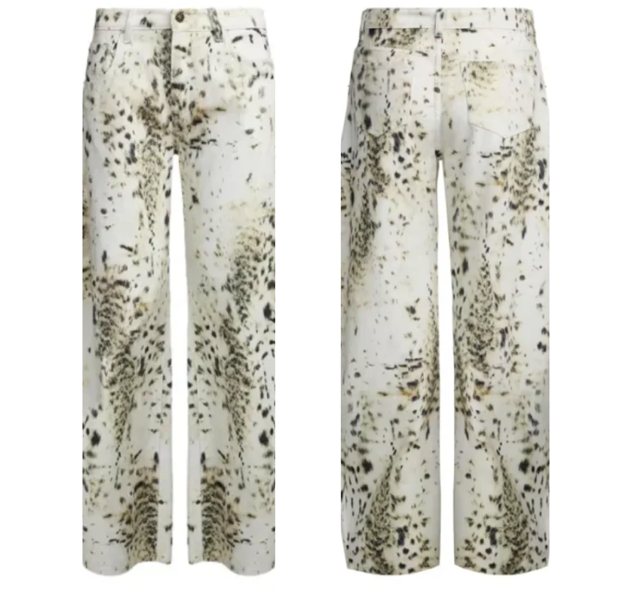 Trendy & Elegant Washed Leopard Print Women's White Jeans - B6-JP-634