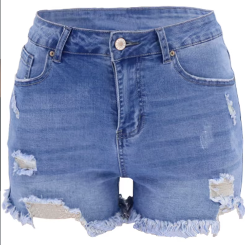 Trendy & Timeless Ripped Frayed Denim Mid Waist Height Shorts for Women B1-SH-04