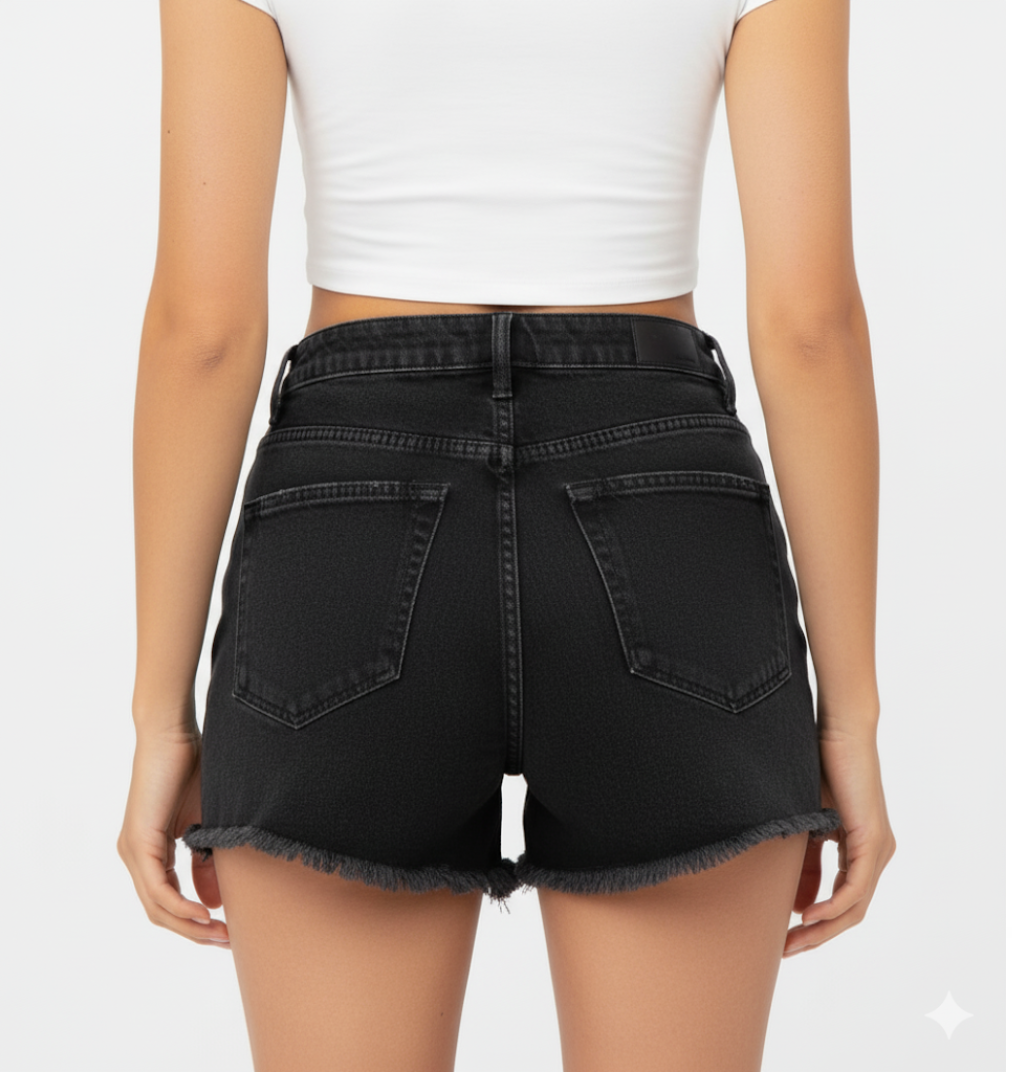 Trendy & Timeless Ripped Frayed Denim Mid Waist Height Shorts for Women B1-SH-04