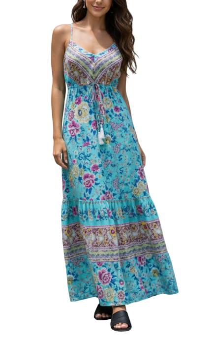 Trendy Summer Sleeveless Floral DRESS-B41