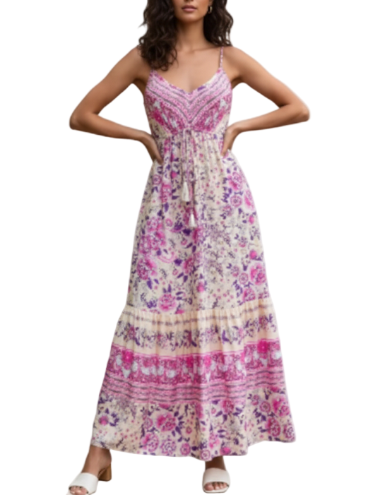 Trendy Summer Sleeveless Floral DRESS-B41