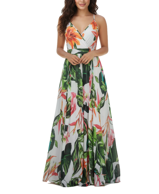 Trendy Summer Sleeveless Floral Long DRESS-B42