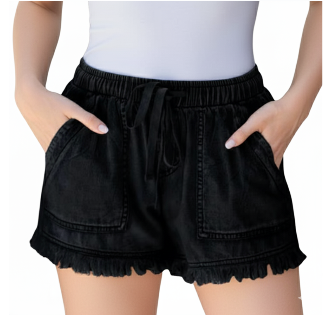 Trendy & Comfy Elastic Waist with  Drawstring Shorts for Women- B1-SH-08