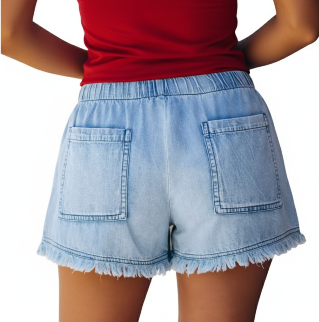 Trendy & Comfy Elastic Waist with  Drawstring Shorts for Women- B1-SH-08