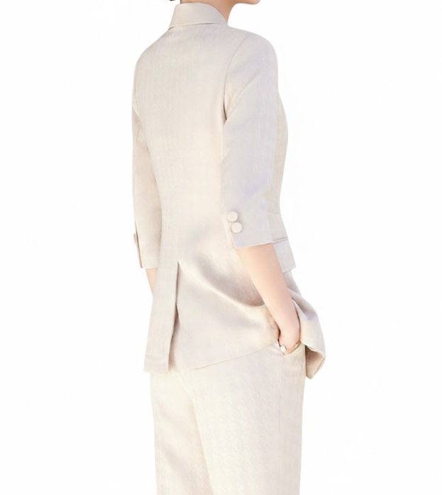 Trendy & Comfy Women's  Luxurious Houndstooth Print Acetic Acid Satin Versatile Suit - B15-SUIT-02