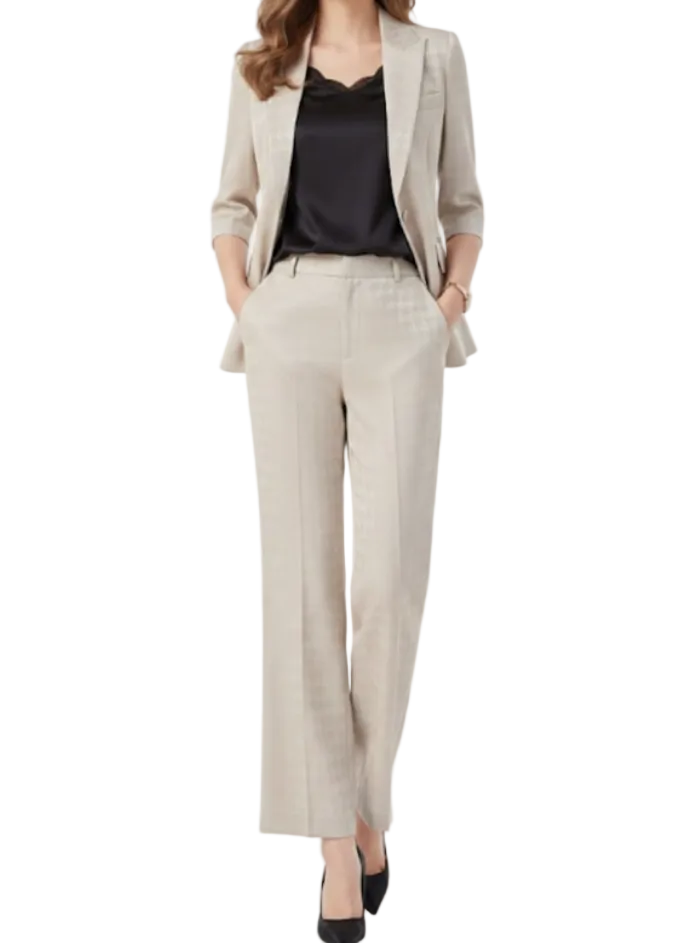 Trendy & Comfy Women's  Luxurious Houndstooth Print Acetic Acid Satin Versatile Suit - B15-SUIT-02