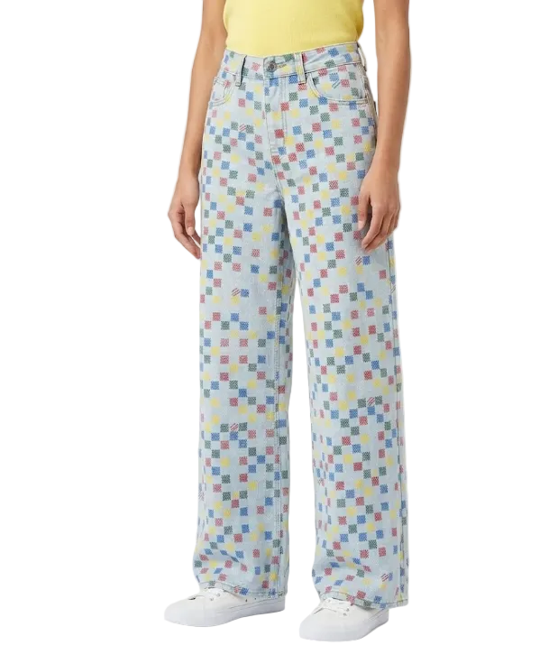 Trendy & Elegant Checker High Waist Straight Leg  Jeans for Women - B6-JP-673
