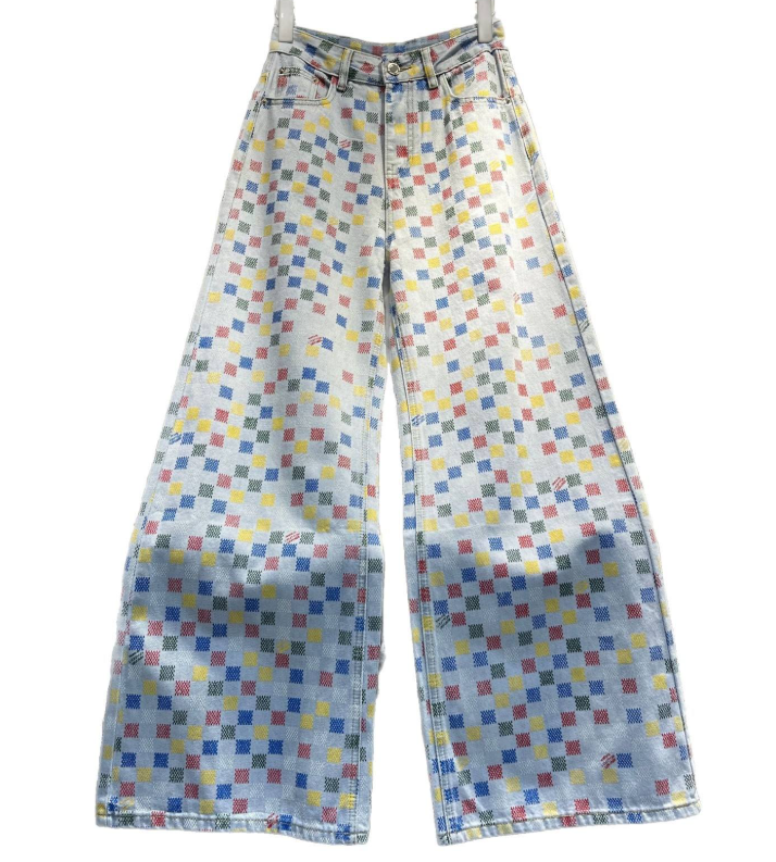 Trendy & Elegant Checker High Waist Straight Leg  Jeans for Women - B6-JP-673