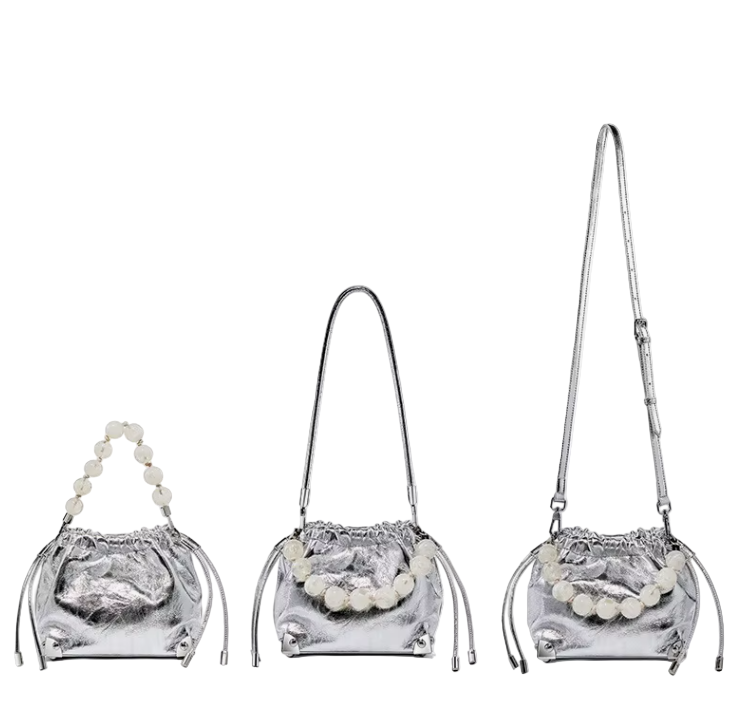 Trendy & Elegant Genuine Leather Designer Luxury Beaded Handle Handbags Shoulder Bag - B10-BAG-56