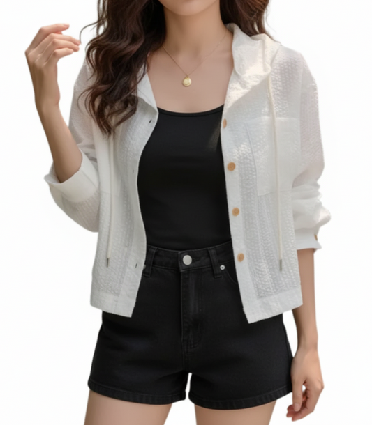 Trendy & Elegant Hooded Women's Shirt - B6-TOP-B703