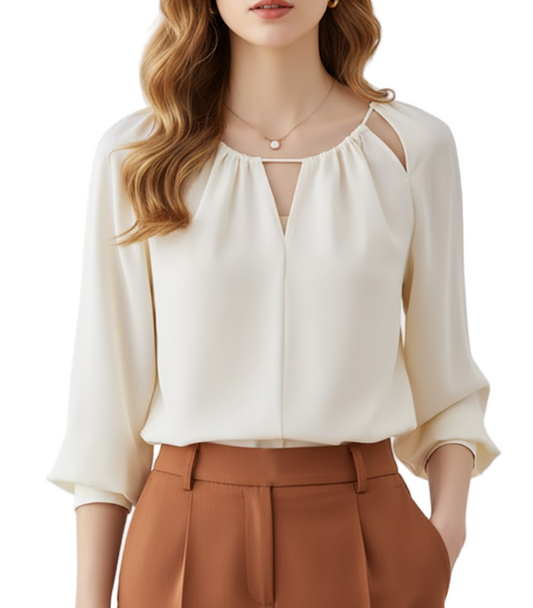 Trendy & Elegant Long Sleeve Wide Cuff Pullover Blouses for Women  - B13-TOP-125