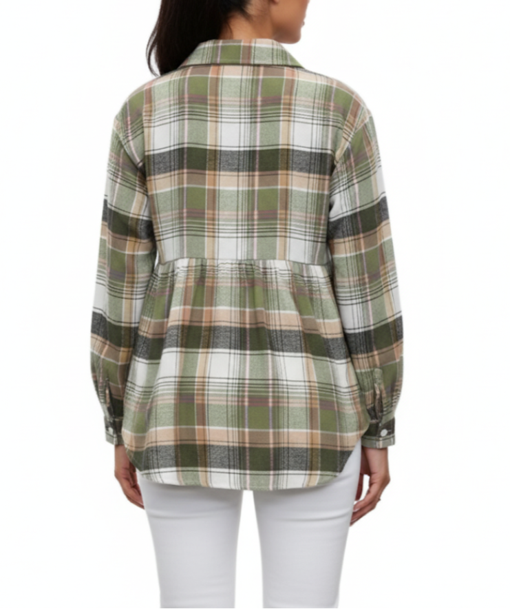 Trendy & Timeless Check Print Long Shirt for Women TOP-B1-BL-288