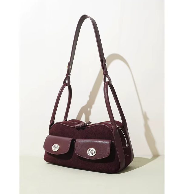Trendy & Timeless Suede Genuine Leather Designer Luxury Handbags Shoulder Bag - B10-BAG-87