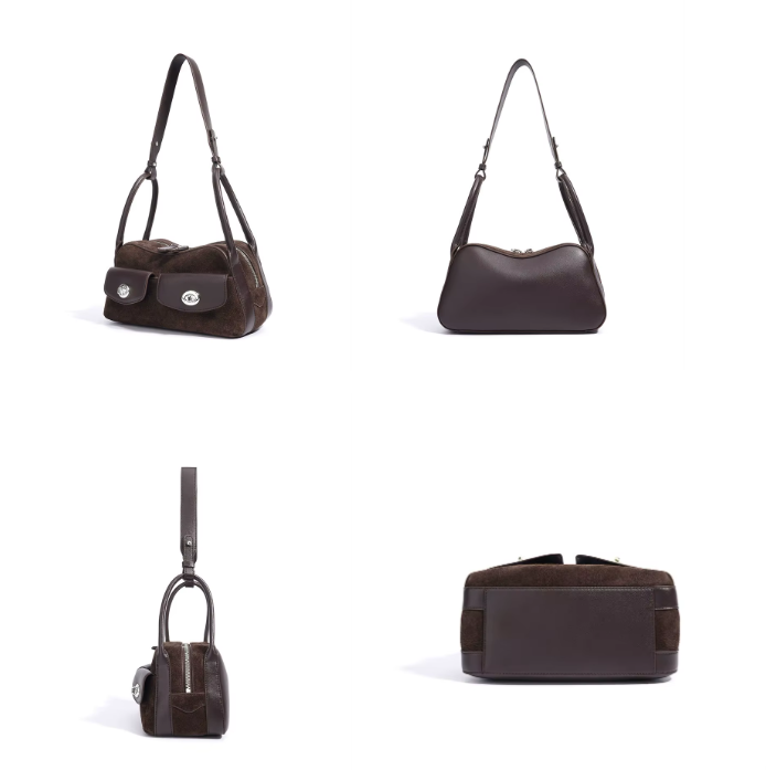 Trendy & Timeless Suede Genuine Leather Designer Luxury Handbags Shoulder Bag - B10-BAG-87