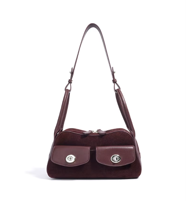 Trendy & Timeless Suede Genuine Leather Designer Luxury Handbags Shoulder Bag - B10-BAG-87