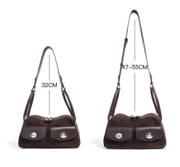 Trendy & Timeless Suede Genuine Leather Designer Luxury Handbags Shoulder Bag - B10-BAG-87