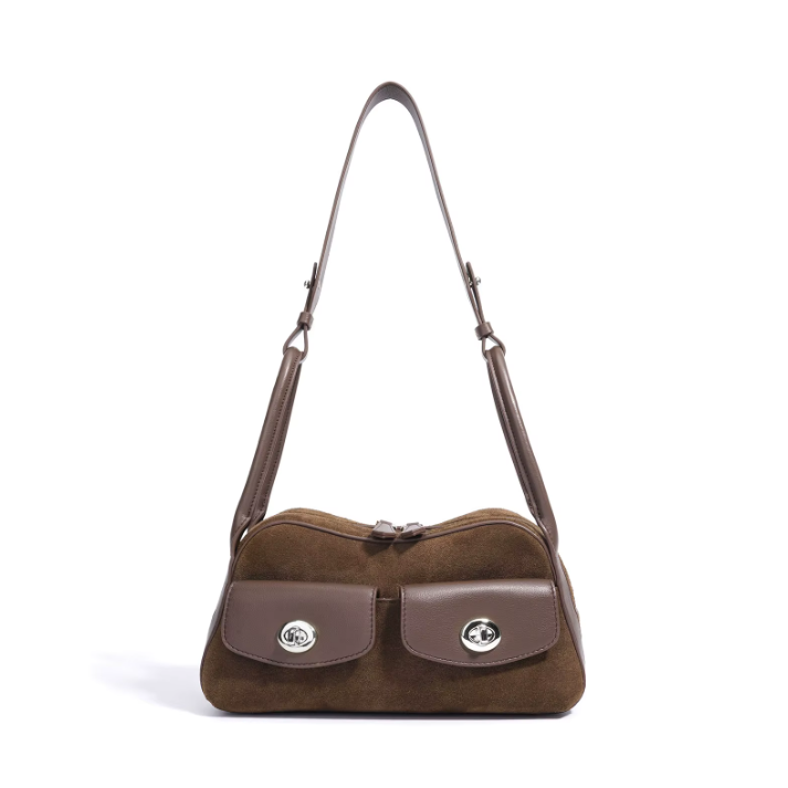 Trendy & Timeless Suede Genuine Leather Designer Luxury Handbags Shoulder Bag - B10-BAG-87