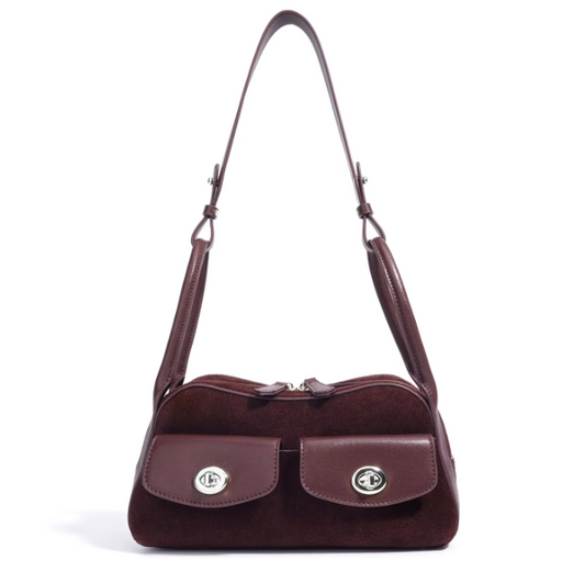 Trendy & Timeless Suede Genuine Leather Designer Luxury Handbags Shoulder Bag - B10-BAG-87
