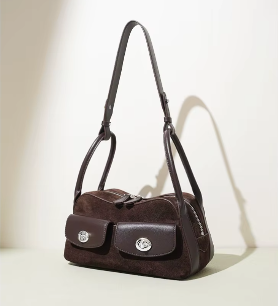 Trendy & Timeless Suede Genuine Leather Designer Luxury Handbags Shoulder Bag - B10-BAG-87