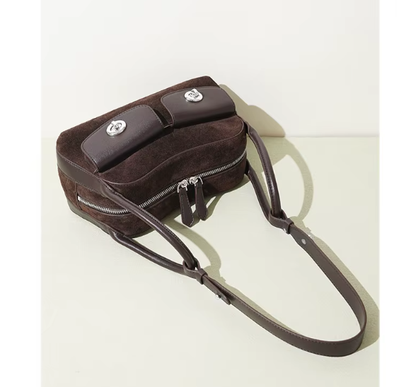 Trendy & Timeless Suede Genuine Leather Designer Luxury Handbags Shoulder Bag - B10-BAG-87