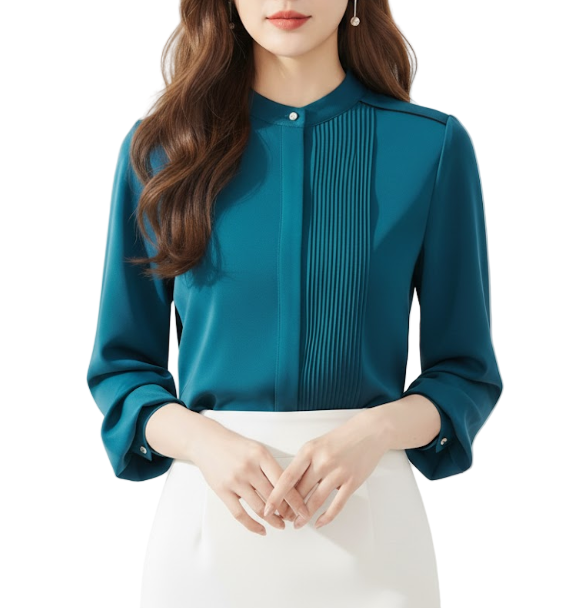 Trendy & Timeless Long Sleeve Pleated Blouses for Women - B15-TOP-82