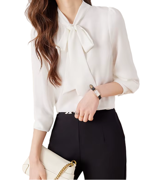 Trendy & Timeless Comfy Long Sleeve Bow Blouses for Women - B15-TOP-80