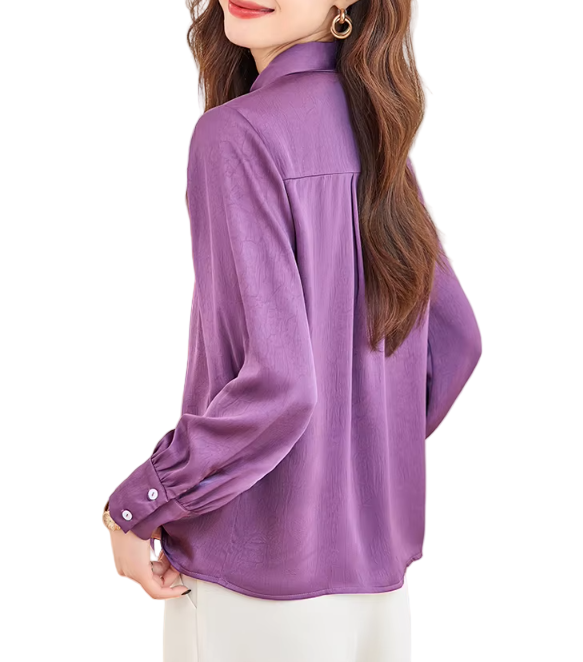 Trendy & Timeless Long Sleeve Bow Button-up Collar Blouses for Women - B15-TOP-13