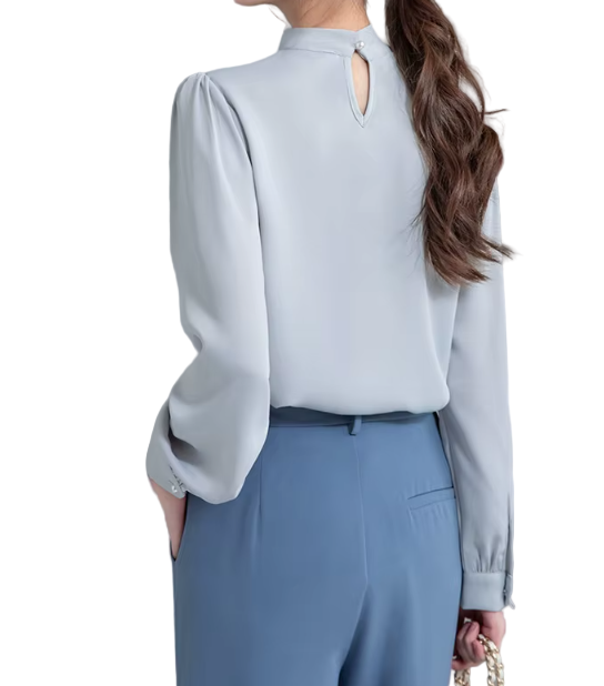 Trendy & Timeless Long Sleeve Bow Neck Pullover Blouses for Women - B15-TOP-61