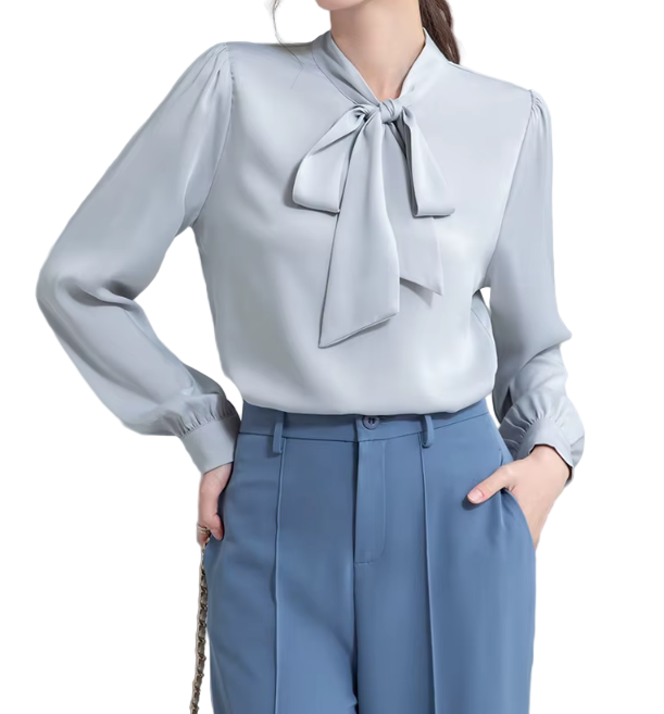 Trendy & Timeless Long Sleeve Bow Neck Pullover Blouses for Women - B15-TOP-61