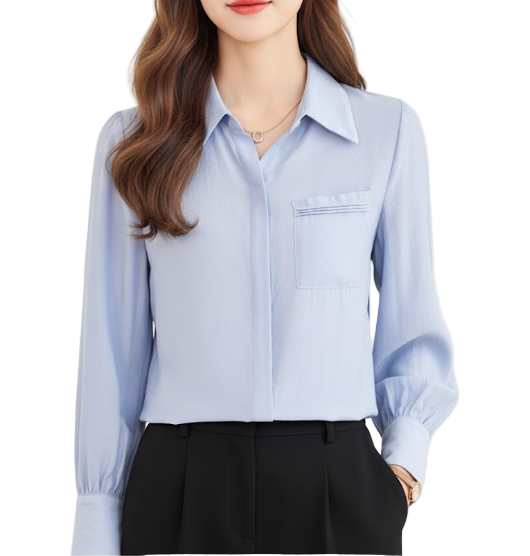 Trendy & Timeless Long Sleeve Button-up Collar Dress Shirts for Women - B15-TOP-23