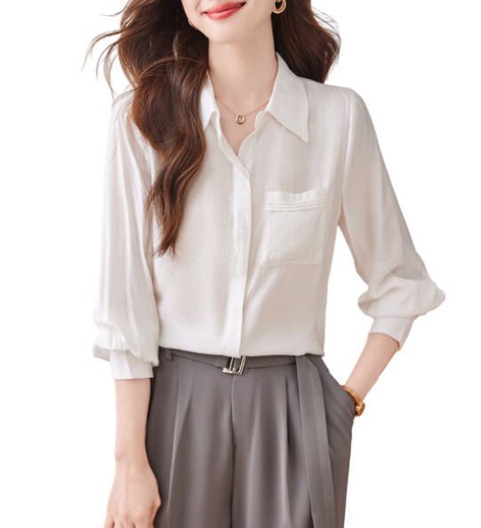 Trendy & Timeless Long Sleeve Button-up Collar Dress Shirts for Women - B15-TOP-23