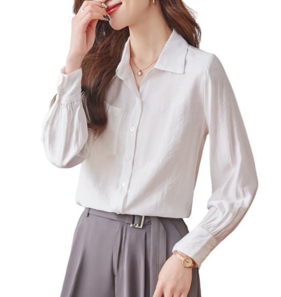 Trendy & Timeless Long Sleeve Button-up Collar Dress Shirts for Women - B15-TOP-27