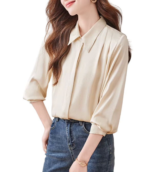 Trendy & Timeless Long Sleeve Button-up Collar Shirts for Women - B15-TOP-14
