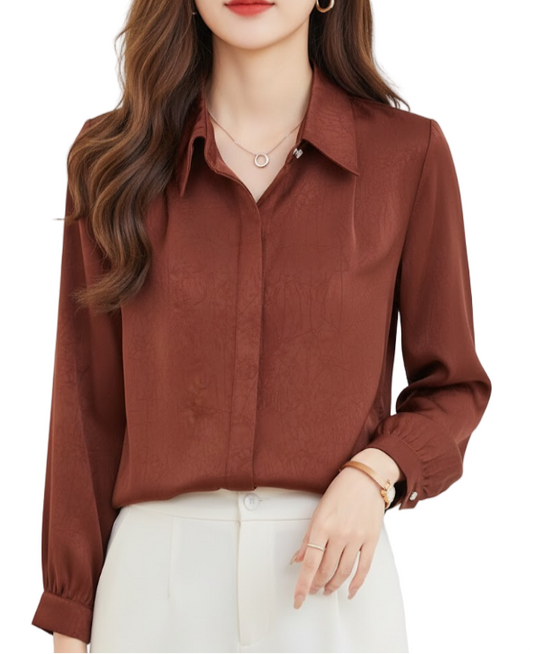 Trendy & Timeless Long Sleeve Button-up Collar Shirts for Women - B15-TOP-14
