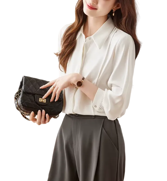 Trendy & Timeless Long Sleeve Collar Dress Shirts for Women - B15-TOP-46
