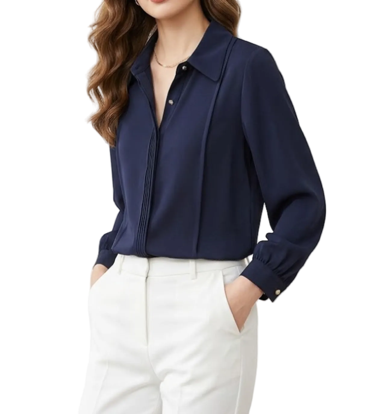 Trendy & Timeless Long Sleeve Collar Dress Shirts for Women - B15-TOP-46