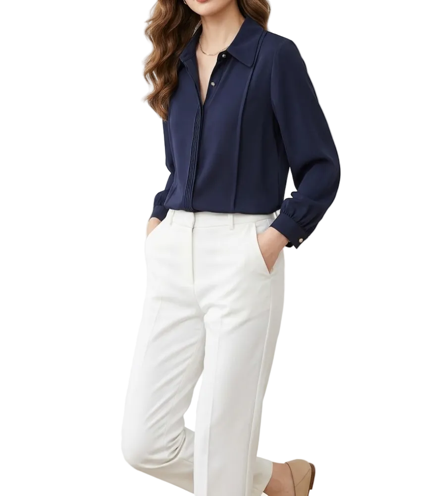 Trendy & Timeless Long Sleeve Collar Dress Shirts for Women - B15-TOP-46