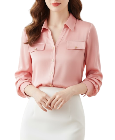 Trendy & Timeless Long Sleeve Collar Button-Up Dress Shirts for Women - B15-TOP-59