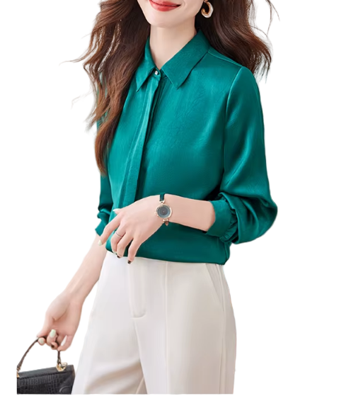 Trendy & Timeless Comfy Long Sleeve Collar Dress Shirts for Women - B15-TOP-65