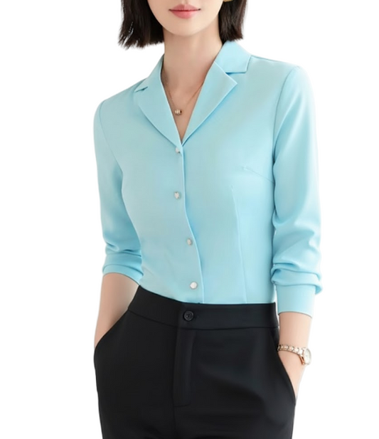 Trendy & Timeless Long Sleeve Collar Dress Shirts for Women - B15-TOP-84