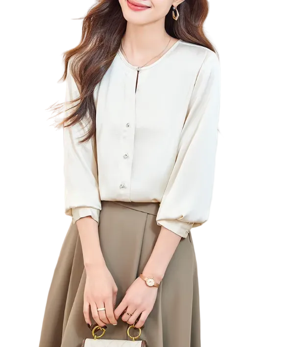 Trendy & Timeless Long Sleeve Collar Dress Shirts for Women - B15-TOP-89